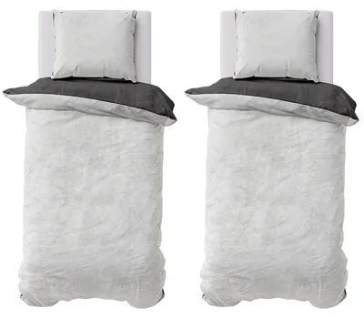 Produktbild von Winter Bettwäsche Teddy Plüsch 135x200 + 80x80 Bettbezug Cashmere Touch Nicki Uni / Wende Silber Anthrazit, 4 teilig