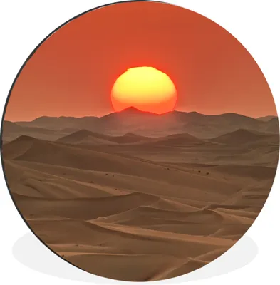 Produktbild von MuchoWow® Aluminium Wandkreis Ein Sonnenuntergang über Sanddünen in der Wüste Ø 60 cm Wanddeko Modern Wohnzimmer - Wand Kreis - Wandbild - Schlafzimmer - Aluminium Bild - Kinderzimmer - Wohnzimmer Dekoration - Wandschmuck