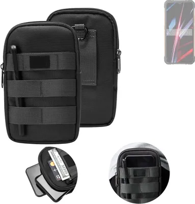 Produktbild von K-S-Trade Holster Gürtel Tasche kompatibel mit Cubot KingKong Ace 3 Handy Tasche Schutz Hülle dunkel-grau viele Fächer, 1x