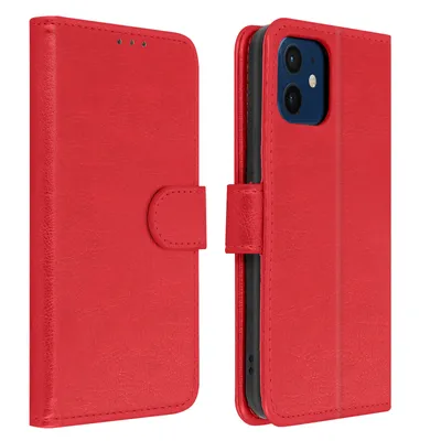 Produktbild von Avizar, Klappetui aus Kunstleder für Apple iPhone 12 / 12 Pro, Rot