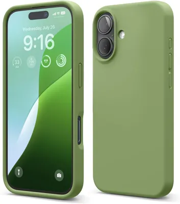 Produktbild von Elago Premium Silikonhülle für iPhone 16 Zederngrün