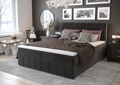 Obrázok produktu pre Boxspringová posteľ MADLEN - 180x200, tmavo šedá
