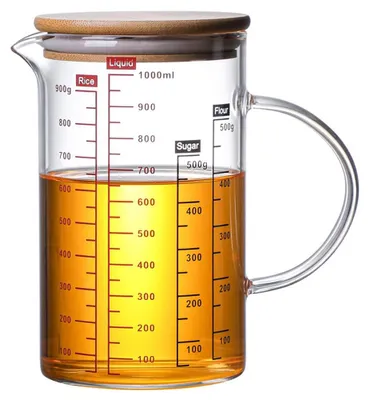 Messbecher aus Glas mit Deckel, 1000 ml, transparent