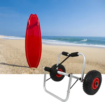 Image de EINFEBEN Chariot pour canoës Chariot pour kayaks Chariot pour bateau Surf Chariot pour bateau en alu 75 kg Canoë y compris courroie de serrage SUP