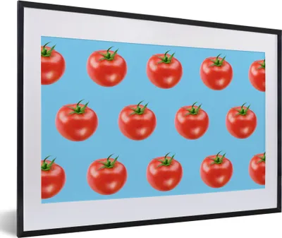 Produktbild von MuchoWow® MuchoWow® Gerahmtes Poster Tomaten - Gemüse - Blau 60x40 cm - Poster mit zchwarzem Bilderrahmen - Schlafzimmer - Plakat in Rahmen - Drucken