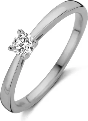 Produktbild von New Bling 9NB-0517-58 Zilveren Ring Dames - Zirkonia - 4mm - Solitair - Maat 58 - Zilverkleurig