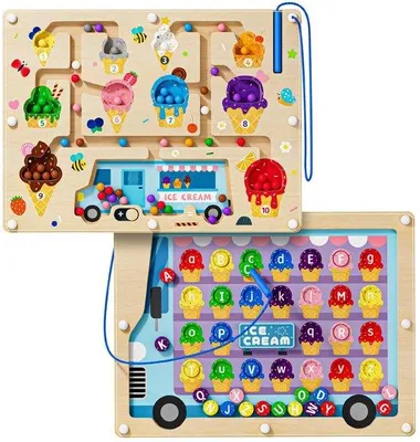 Productafbeelding van 2-in-1 Magnetisch Labyrint en Leerbord voor Kinderen