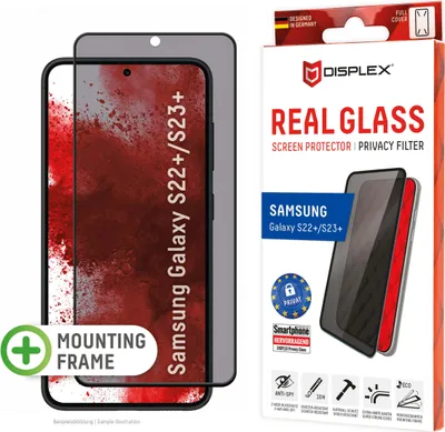 Immagine prodotto di Displex Vetro blindato privacy (10H) per Samsung Galaxy S22+/S23+ - Telaio di montaggio Eco - Filtro privacy (01776)