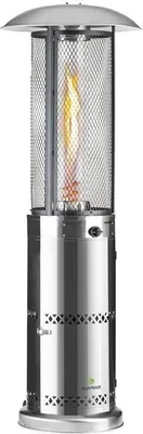 Produktbild von Blumfeldt Heizpilz, Gas, Edelstahl, 360°-Flammenblick, 11 kW (36.000 BTU), elektrische Zündung, Bodenrollen, 0,61m Breite, 1,82m Höhe, für 11kg Gasflaschen, für Terrasse, Garten und Balkon, kabelloser Betrieb