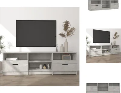 Zdjęcie produktu dla vidaXL Szafka pod TV betonowa szara 150x33,5x45 cm materiał drewnopochodny - Meble TV