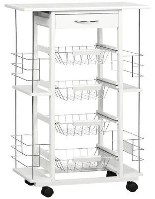 Immagine prodotto di Carrello da Cucina con Ripiani e Cassetto Piano di Lavoro in Vetroceramica 57x37x83 cm