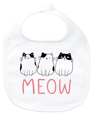 Produktbild von Huuraa Baby Lätzchen Katzen Meow Comic White Klettverschluss  Baumwolle Latz Geschenkidee