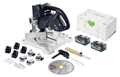 Image de Festool SYMC 70 EB-Basic SYMMETRIC Scie à plinthes sans fil 36 V ( 2 x 18 V ) 216 mm + 2x batterie 8,0 Ah + Systainer - sans chargeur
