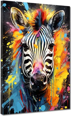 Produktbild von Zebra abstrakt Pop Art Leinwandbild Wandbild XLKunstwerk: 90x120x4cm