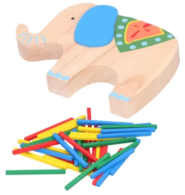 Productafbeelding van Solidchoice - Houten Stapelolifantenblokken, Educatief Speelgoed voor Kinderen