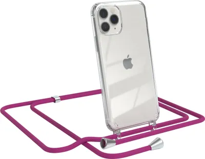 Produktbild von EAZY CASE Handykette kompatibel mit Apple iPhone 11 Pro, Handyhülle mit Umhängeband, Handykordel, Schutzhülle Clear, Band in Rosa