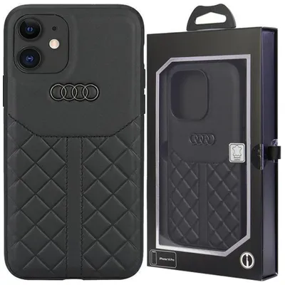 Produktbild von Audi Echtleder iPhone 12/12 Pro 6,1  schwarz/schwarz Hardcase AU-TPUPCIP12P-Q8/D1-BK Handyhülle