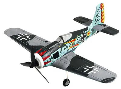 Produktbild von RC Flugzeug QF013 FW190 - Brushless Stunt Segelflugzeug - Starrflügel - 4-Kanal 2,4G Fernsteuerung - Schaummodell, Einsteiger, 300 m Reichweite - 3 Akkus