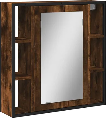 Image de vidaXL Armoire à miroir de salle de bain chêne fumé 60x16x60 cm Bois composite