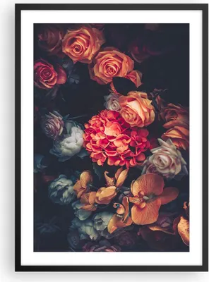 Produktbild von Gerahmtes Poster - Schwarzer Rahmen - Blumenstrauß Blumen Rosen - 50x70 cm - Wand Bild - Wanddeko - Wandbilder - Kunstposter - Wandposter - Bilderrahmen - Bilder - Kunstdruck - P2BPA50x70-5002