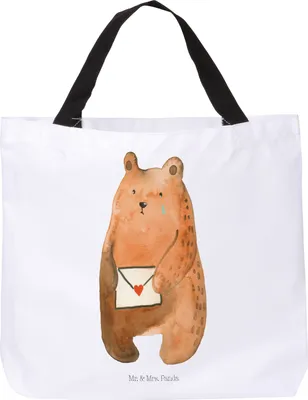 Produktbild von Mr. & Mrs. Panda Reisetasche Bär Vermissen - Weiß - Geschenk, Teddy, Unglücklich Verliebt, Stoffbeutel, Laptoptasche, Tasche, Verreist, Freundin, Tote Bag, Strandtasche