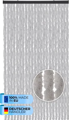 Produktbild von Flauschvorhang (90x220 cm) Türvorhang "Grau" als Insektenschutz für Balkon, Terrasse oder Wohnmobil, Wohnwagen, Pavillon