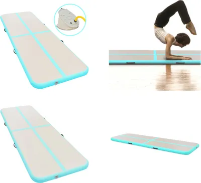 Image de vidaXL Tapis de gymnastique gonflable avec pompe 400x100x10 cm PVC Vert - Tapis de gymnastique - Tapis de gymnastique - Tapis de yoga de gymnastique - Tapis de yoga de gymnastique