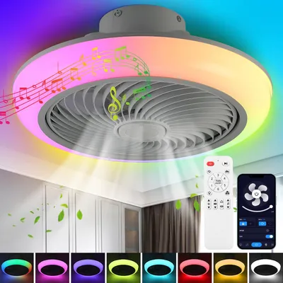 Produktbild von 50W Leiser Deckenventilator mit Beleuchtung, Music LED Deckenleuchte mit Lautsprecher, APP Dimmbar RGB Deckenlamp, für Wohnzimmer Schlafzimmer