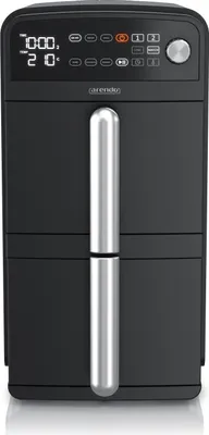 Arendo Heißluftfritteuse XXL, Doppelkammer, Dual Zone, 11L Kapazität, 2400 W, 2 Schubladen, 3in1-Airfryer, 6 Programme, 8 Sensortasten, 3D Umluftsystem, Drehregler, BPA-frei