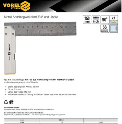 Obrázek produktu pro VOREL 18380, Nerezová ocel, 1 kusů
