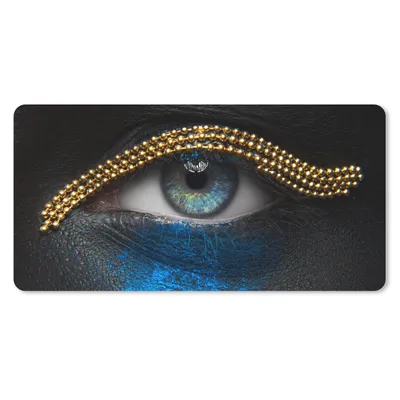 Produktbild von MuchoWow® Schreibtischunterlage Frau - Augen - Make-up - Luxus - Gold 80x40 cm - XXL Mauspad - Gaming Mauspad