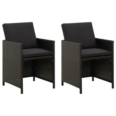 Produktbild von Gartenstühle mit Kissen 2 Stk. Poly Rattan Schwarz , Gartenstühle Design 2024