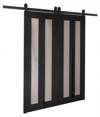 Produktbild von KierMoebel Schiebetür Komplettset QUDIO DUO M1 Schwarz + Kaszm. 132x205x3,2 cm Wohnzimmer Schiebetür