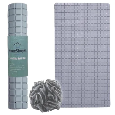 Produktbild von Badematte Duschmatte - 70x40cm - Antirutschmatte Grau mit Saugnäpfen - Antirutschmatte für Bad oder Dusche