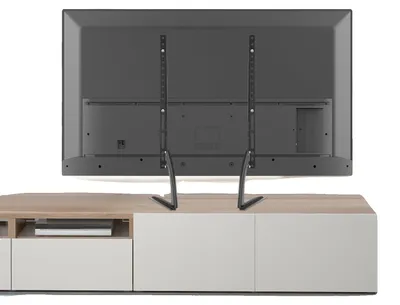 Immagine prodotto di Supporto per televisore da tavolo, in acciaio laminato a freddo, dimensioni 69,5 x 35 cm, compatibile con televisori da 32 a 70 pollici, capacità di carico di 35 kg, lunghezza del supporto regolabile a 55 cm