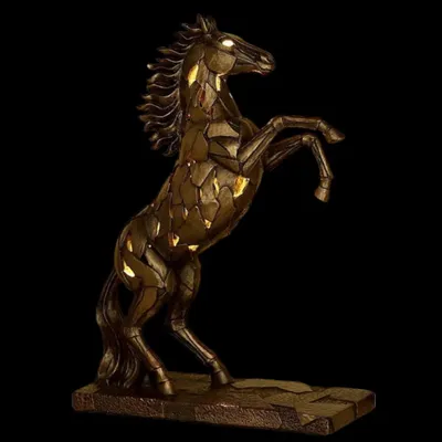 Produktbild von Beleuchtetes Pferd auf den Hinterbeinen – Leuchtfigur in Bronzeoptik, handbemalt, 19.5 cm × 9 cm × 28 cm, Modell WU78111A1