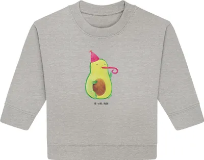 Produktbild von Mr. & Mrs. Panda Organic Baby Pullover Avocado Geburtstag 12. - 18. Monat - Heather Grey - Geschenk, Überraschung, Frucht, Bullover, Feier, Party