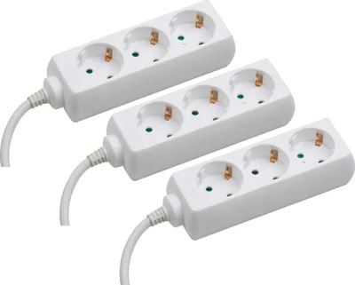 Produktbild von Meister Steckdosenleiste 3-fach 3er Set 3 m Kabel weiß Kunststoffleitung IP20 Innenbereich