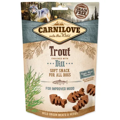 Zdjęcie produktu dla CARNILOVE Trout with Dill, Uniwersalne, Każda rasa, Gigant (> 45 kg), Maxi (26 - 44 kg), Średnie (11 - 25 kg), Mini (5 - 10 kg), XS (<4 kg), Koper, Pstrąg, 200 g
