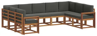 Produktbild von vidaXL Outdoor-Sofagarnitur mit Kissen 9 pcs Natur und Anthrazit