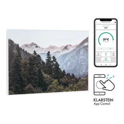 Produktbild von Klarstein Infrarotheizung mit Thermostat, 500W Elektroheizung, Smart Home Bild-Infrarotheizung zur Wandmontage, IR mit IoT/WiFi App-Control, Feuchtraum Flach-Heizkörper, CO2-Freie Wand Heizung
