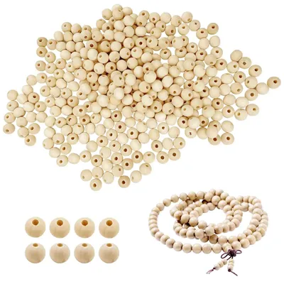 400 Stück 10 mm beige Holzkugeln, rund, Lotusholz, DIY Basteln