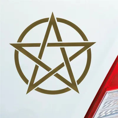 Produktbild von Auto Aufkleber Pentagram Druidenfuß Gothic Hexe Stern Satan 10x10 cm Gold Sticker Heckscheibenaufkleber