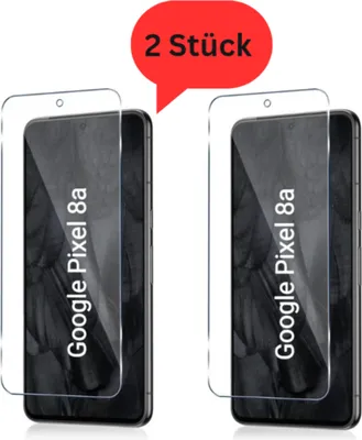 Produktbild von CLM-Tech 2er Set Schutzfolie kompatibel mit Google Pixel 8a Panzerfolie Panzerglas Crystal Clear Displayschutz 9H Glas Displayfolie Schutzglas - Unterstützt Fingerabdruck-ID - Folie kristallklar 2X Stück