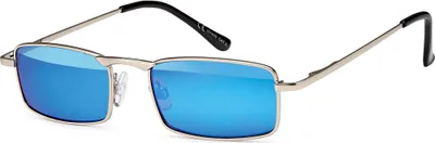 Produktbild von schmale Herren Sonnenbrille rechteckig verspiegelt blau silber A5006 farben Blau