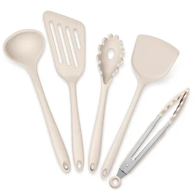 Produktbild von Silikon Küchenutensilien Set - 5-teilig zum Kochen und Backen - Khaki