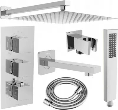 Produktbild von Mexen Cube DR02 Unterputz-Badewannen-/Brausegarnitur mit Regenbrause 30 cm, Chrom - 77503DR0230-00
