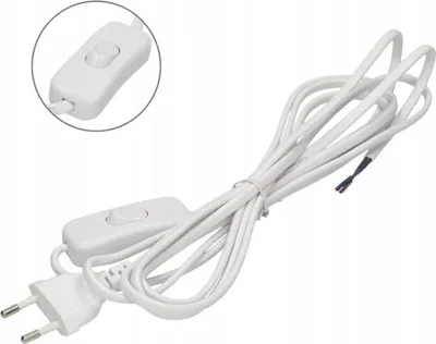 Produktbild von Stromkabel 3 m - Weiß - Mit Ein/Aus-Schalter - Flachstecker für Beleuchtung