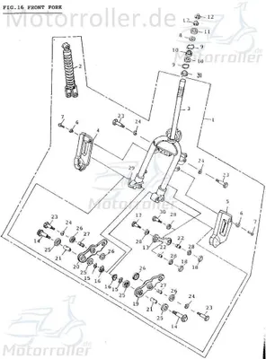 Produktbild von Adly AT 50 PT Schwenkarm Roller 50ccm 2Takt 51311-101-000 Motorroller.de rechts vorn Schwenkhebel Verstellung Minarelli liegend Scooter Ersatzteil