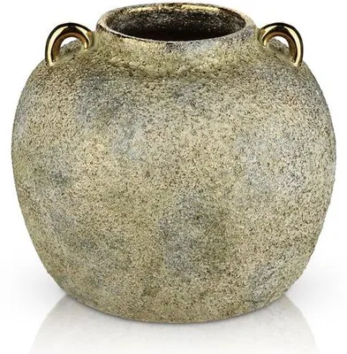 Image de Vase décoratif rustique en céramique dorée, 20 cm
